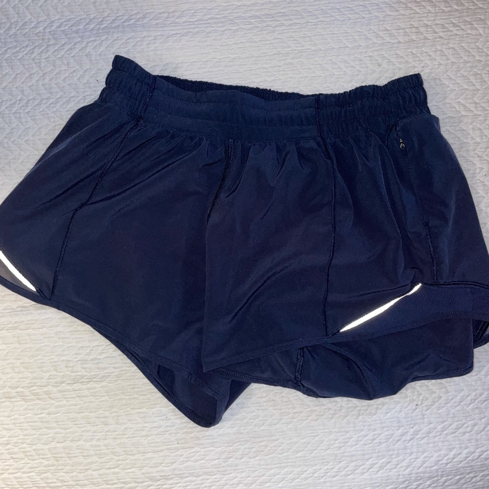 Lululemon hotty hot low-rise navy shorts 4”.